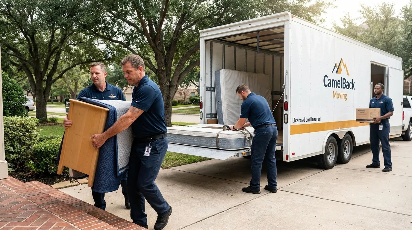 Crew loading residential truck for cross-state move from Ridgefield, NJ