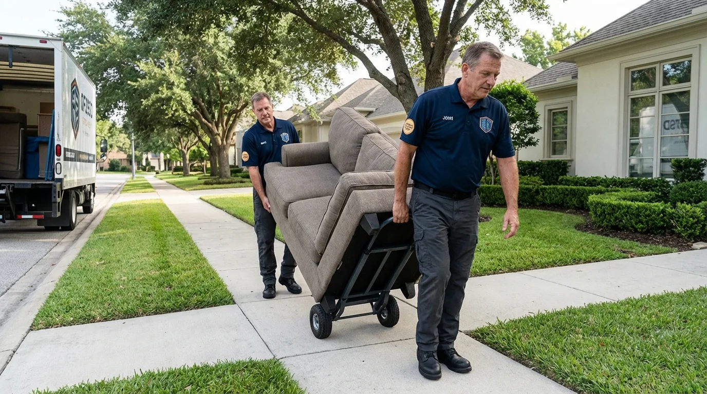 Local residential moving crew loading furniture in Ridgefield, NJ