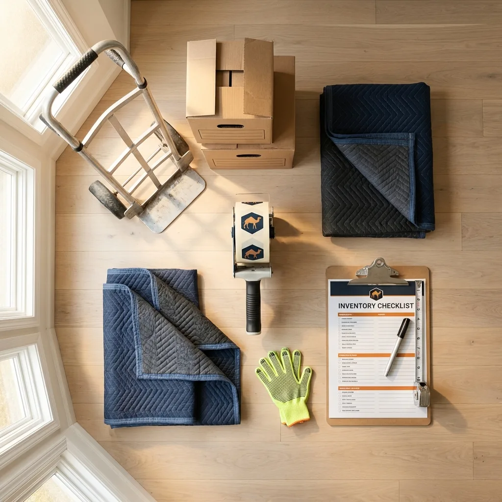 Professional moving supplies and packing materials layout for Ridgefield residential relocations